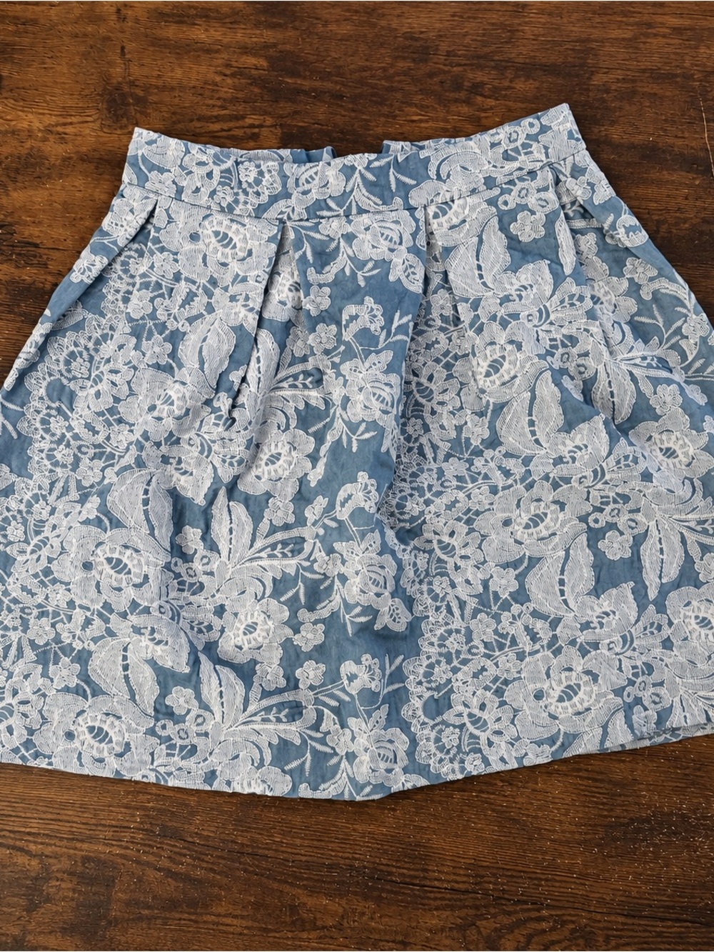 Women's Blue Lace-Overlay Skirt
